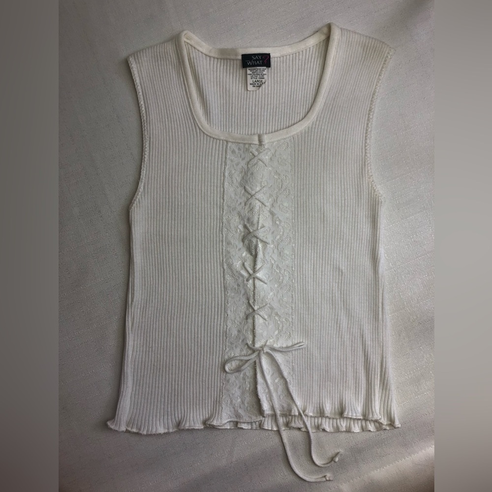 Say What? Lace Up Tank Top